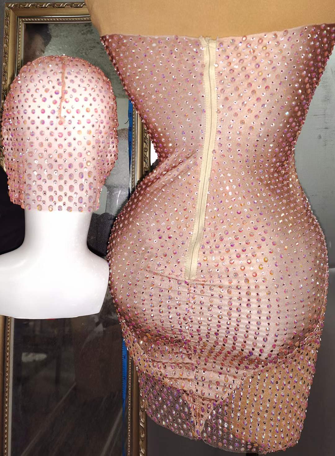 AD1123 Sequined Halter Shinny Dress Club Sexy Stage Costume Women Bodycon Wholesale Prom Dresses