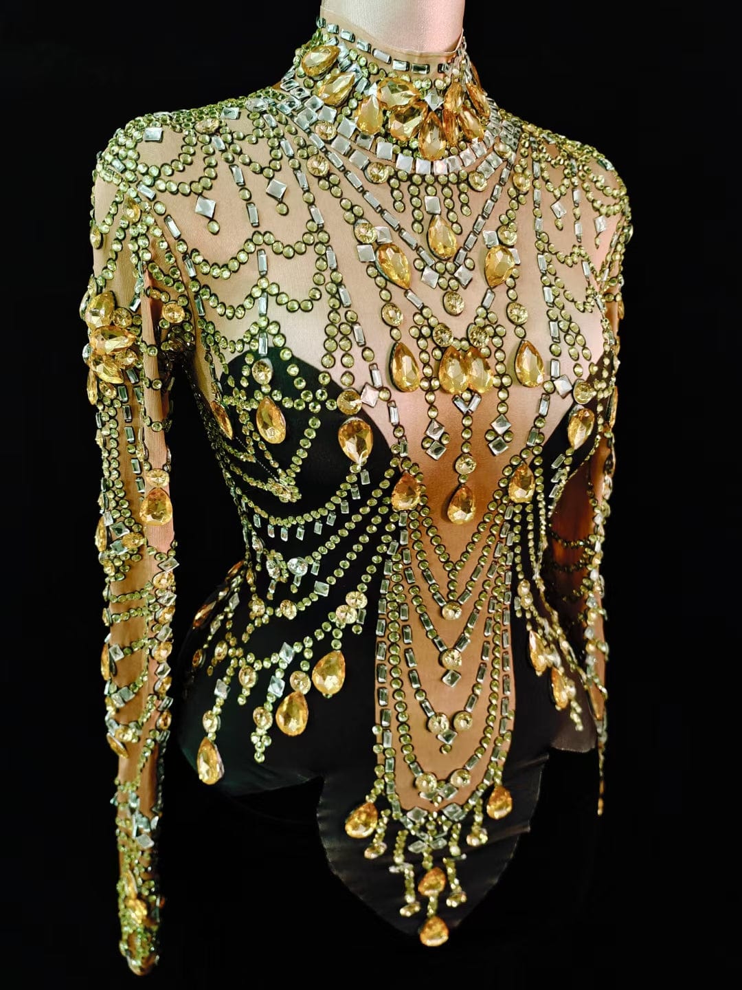 AD1394 Kimshein Elegent Dinner Dresses For Ladies Rhinestone Mesh Long Robe Glittery Evening Prom Dress