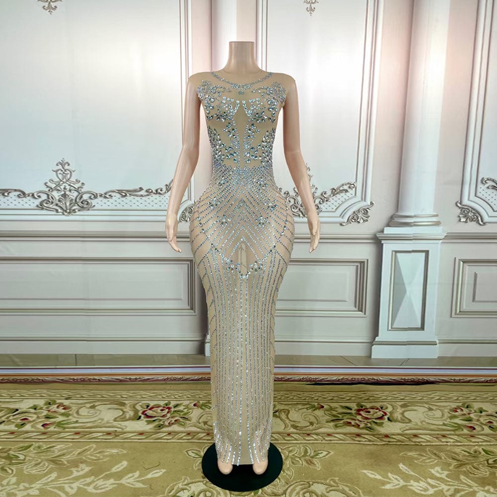 AD1490 Kimshein Vestidos Transparents Off Should Clothing Women Trending Sparkly Crystal Rhinestone Bodycon Maxi Dress