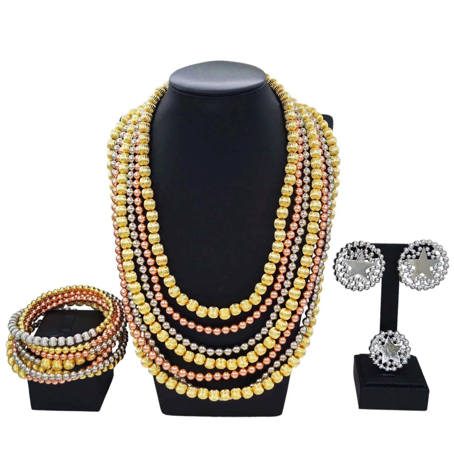 adjustable / 2 New Arrivals Wedding 18K 24K Gold Plated Hot Sale Women Excellent Jewelry Set Gift Custom Party Birthday High Quality Jewels