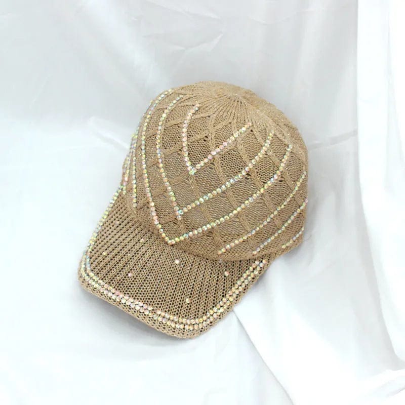 adjustable / 5 Dropshiping Women's fashion rhinestone breathable sunscreen baseball cap knitted sunshade outdoor travel trend peaked cap