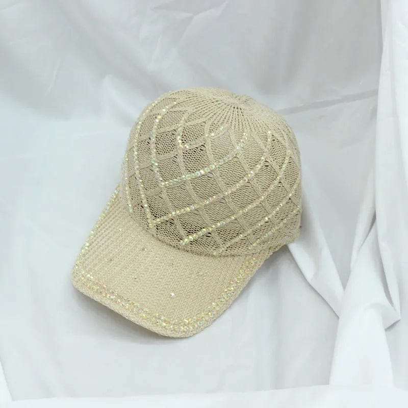 adjustable / 6 Dropshiping Women's fashion rhinestone breathable sunscreen baseball cap knitted sunshade outdoor travel trend peaked cap