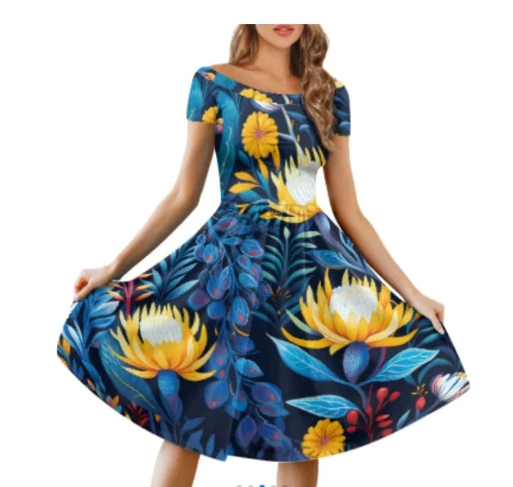 African Arts Custom Print Summer Dresses for Women Casual Tshirt Short Sleeve Floral Sundress Beach Cover Ups Female Party Dress