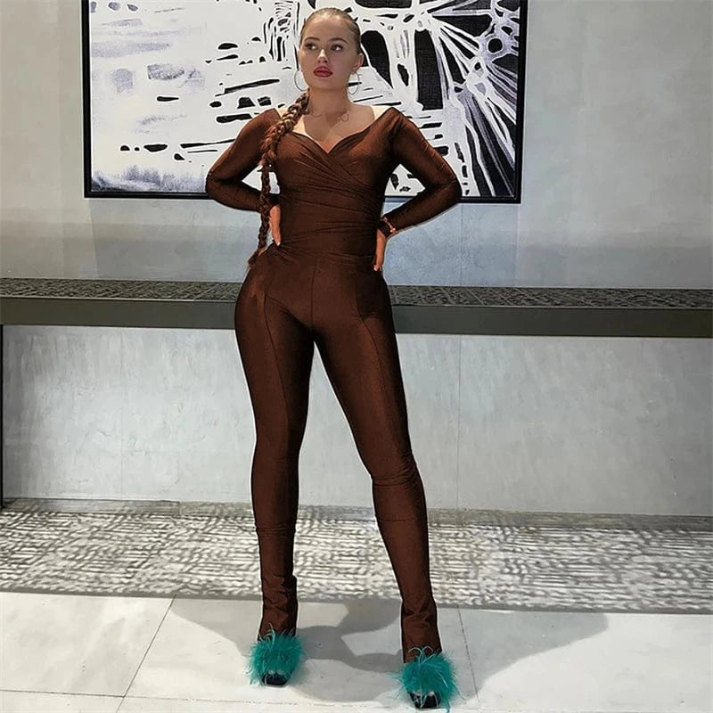 african casual outfit women v neck long sleeve shirt top and split pants two 2 piece track suit set women clothing for women