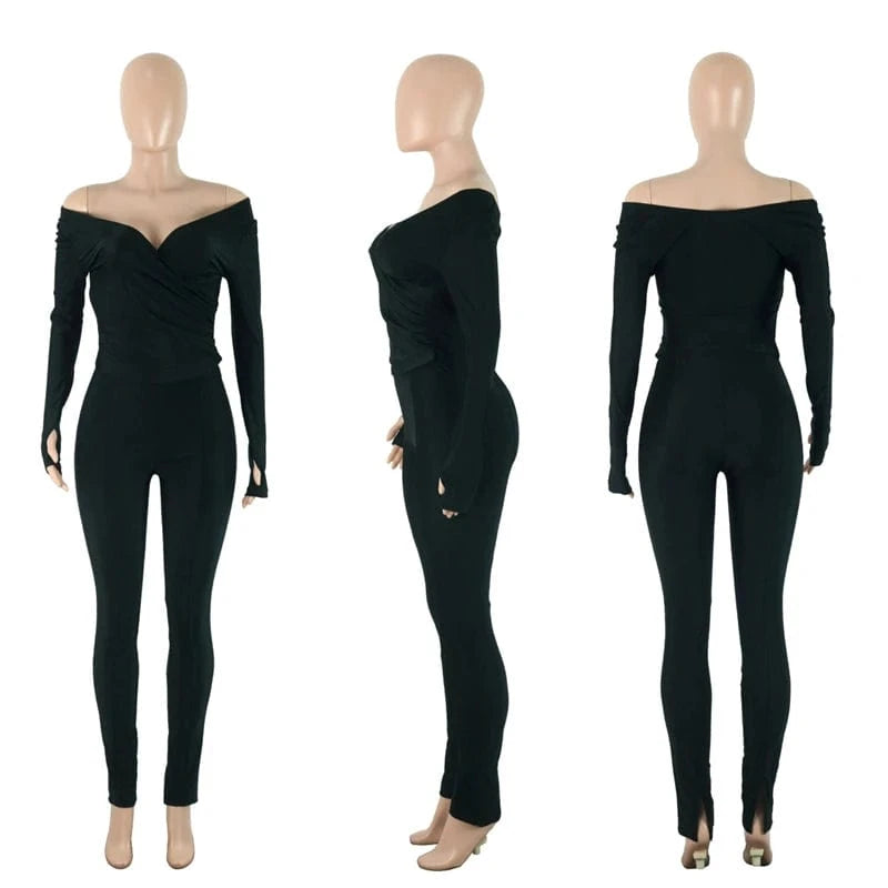 african casual outfit women v neck long sleeve shirt top and split pants two 2 piece track suit set women clothing for women