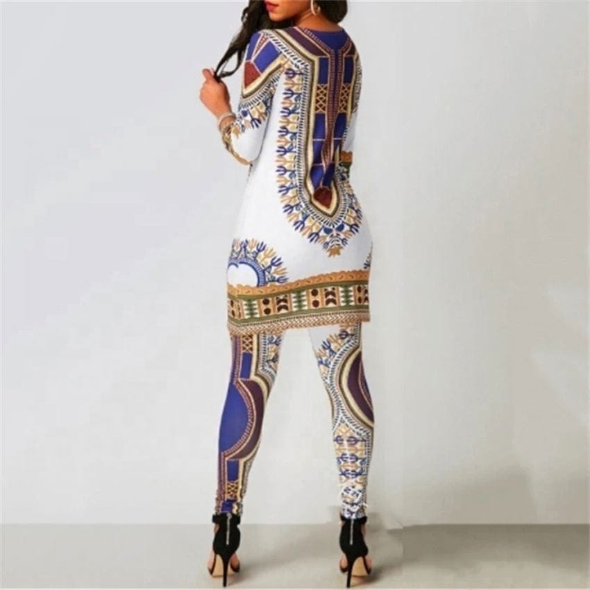 African Dresses For Women 2022 News Top Pants Suit Dashiki Print Ladies Clothes Robe Africaine Bazin Fashion Clothing