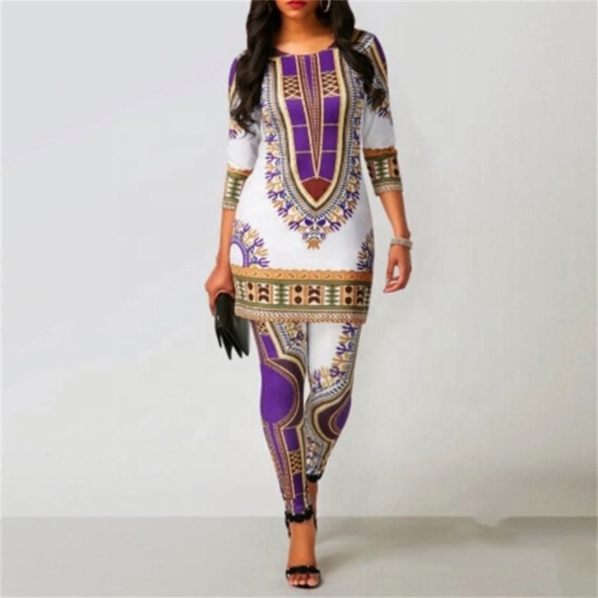 African Dresses For Women 2022 News Top Pants Suit Dashiki Print Ladies Clothes Robe Africaine Bazin Fashion Clothing