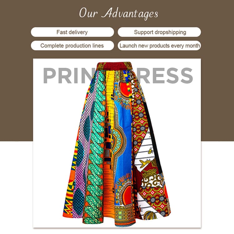 African Traditional Women African Kitenge Print Long Designs ethnic Clothing Dashiki Maxi Skirts For African Women