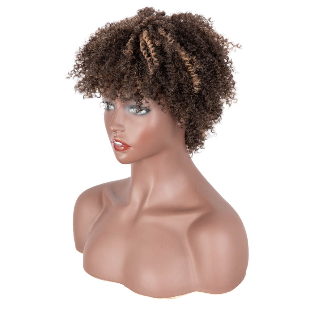 Afro kinky curl cosplay short wig Sleek wholesale cheap heat resistant fiber made machine wig Afro kinky curl Synthetic hair wig