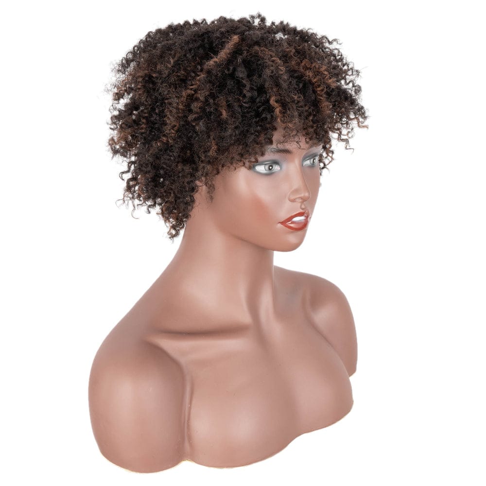Afro kinky curl cosplay short wig Sleek wholesale cheap heat resistant fiber made machine wig Afro kinky curl Synthetic hair wig
