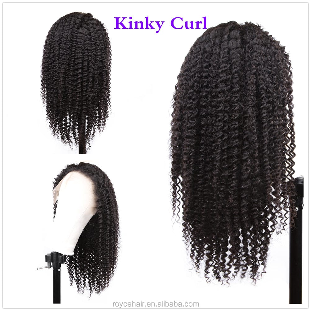 Afro kinky Curly Brazilian Human Hair Swiss HD Film African American 360 Lace Frontal Wigs For Black Women