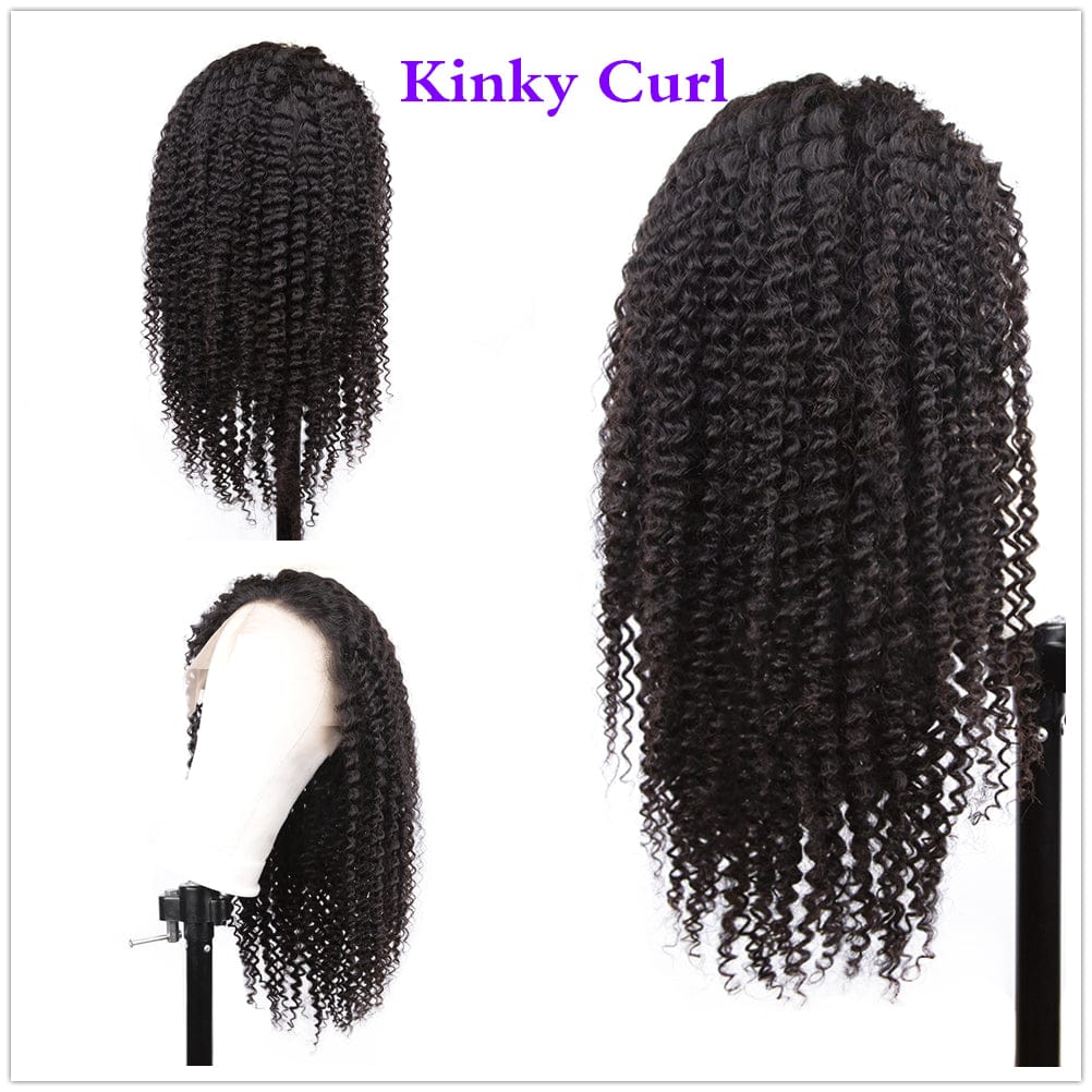 Afro kinky Curly Brazilian Human Hair Swiss HD Film African American 360 Lace Frontal Wigs For Black Women