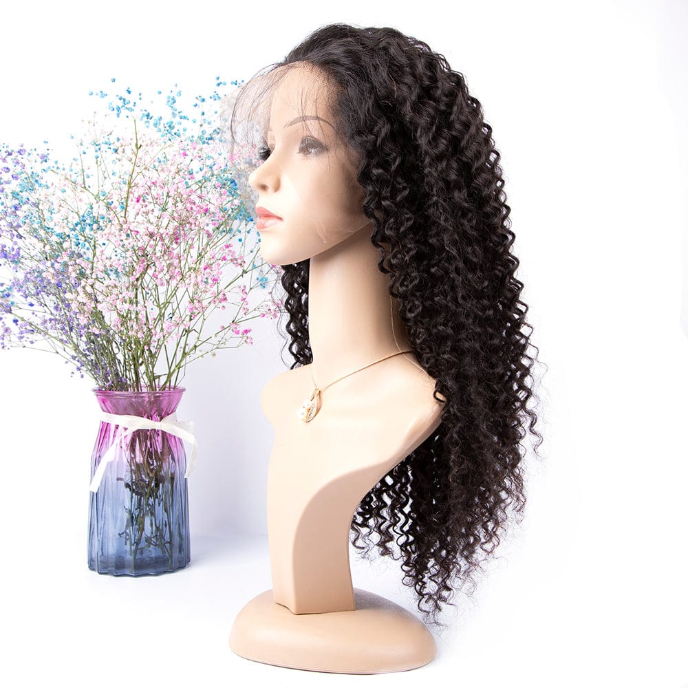 Afro kinky Curly Brazilian Human Hair Swiss HD Film African American 360 Lace Frontal Wigs For Black Women
