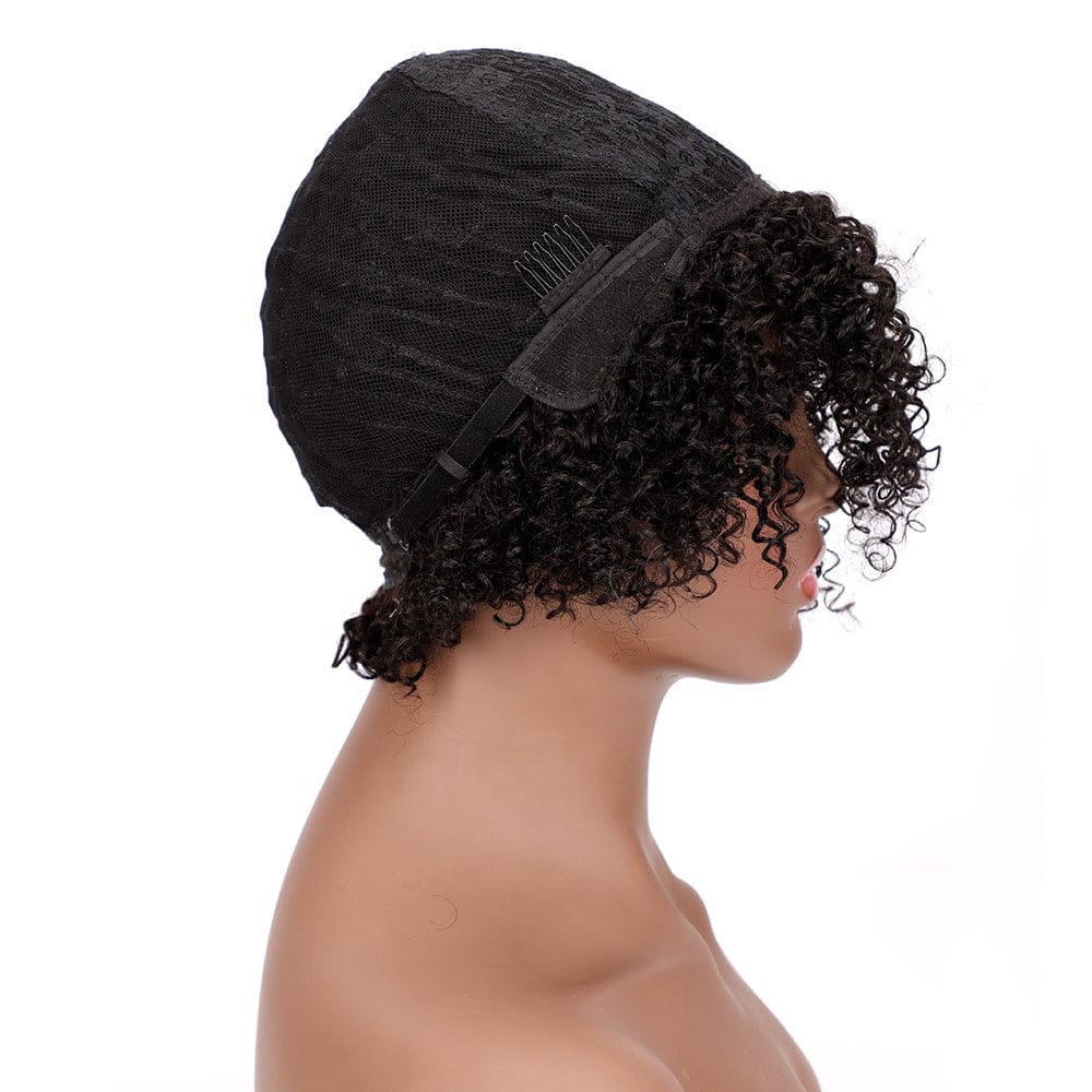 Afro kinky style wig natural black cheap colored 10 inch pixie cut wholesale virgin brazilian short bob human hair wigs