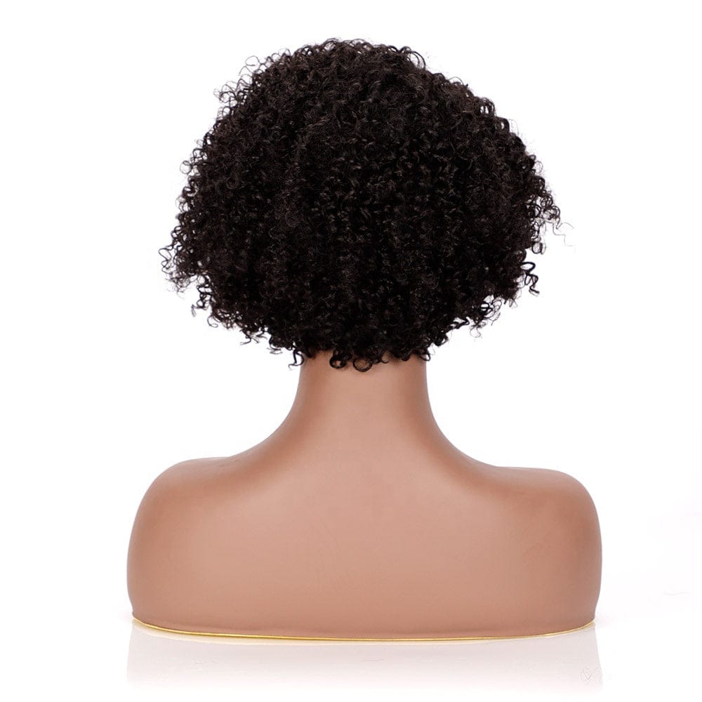 Afro kinky style wig natural black cheap colored 10 inch pixie cut wholesale virgin brazilian short bob human hair wigs