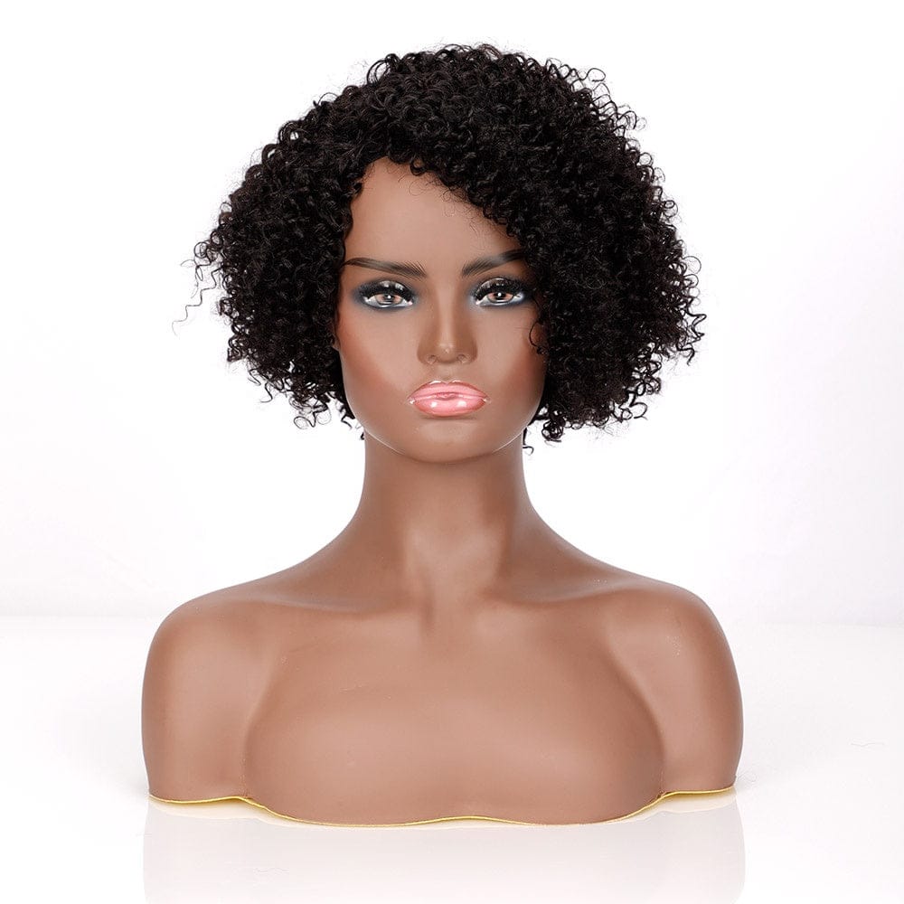 Afro kinky style wig natural black cheap colored 10 inch pixie cut wholesale virgin brazilian short bob human hair wigs