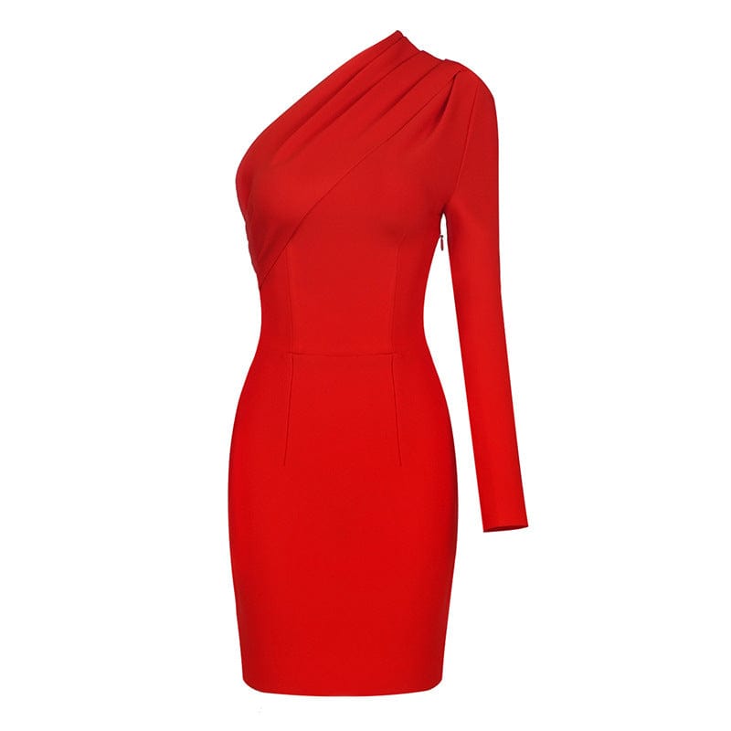 AH0103 Sexy One Shoulder Knitted Casual Women Dress Bandage Bodycon Dresses