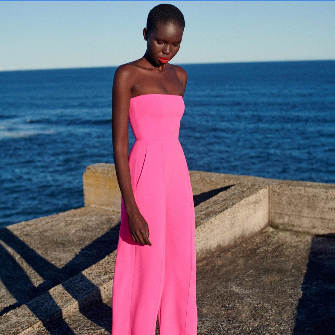 AH0105 Sexy Tube Top High Waist Jumpsuits Dress Pink Rompers And Jumpsuit Rompers Ladies Jumpsuit