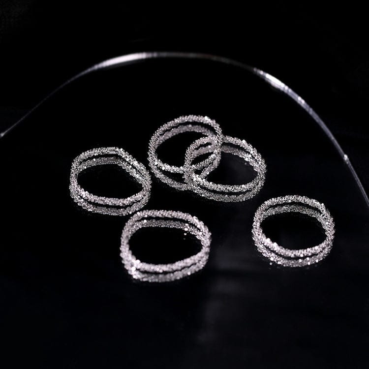 Aimgal 925 silver simple sparkling plain chain ring for women           A1