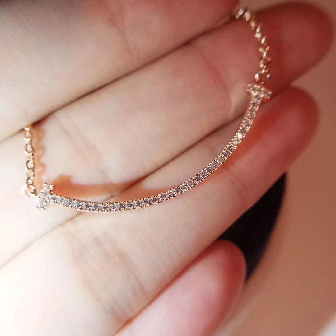 Aimgal MINI smile with diamond necklace 925 sterling silver gold plated with diamond smile pendant necklace