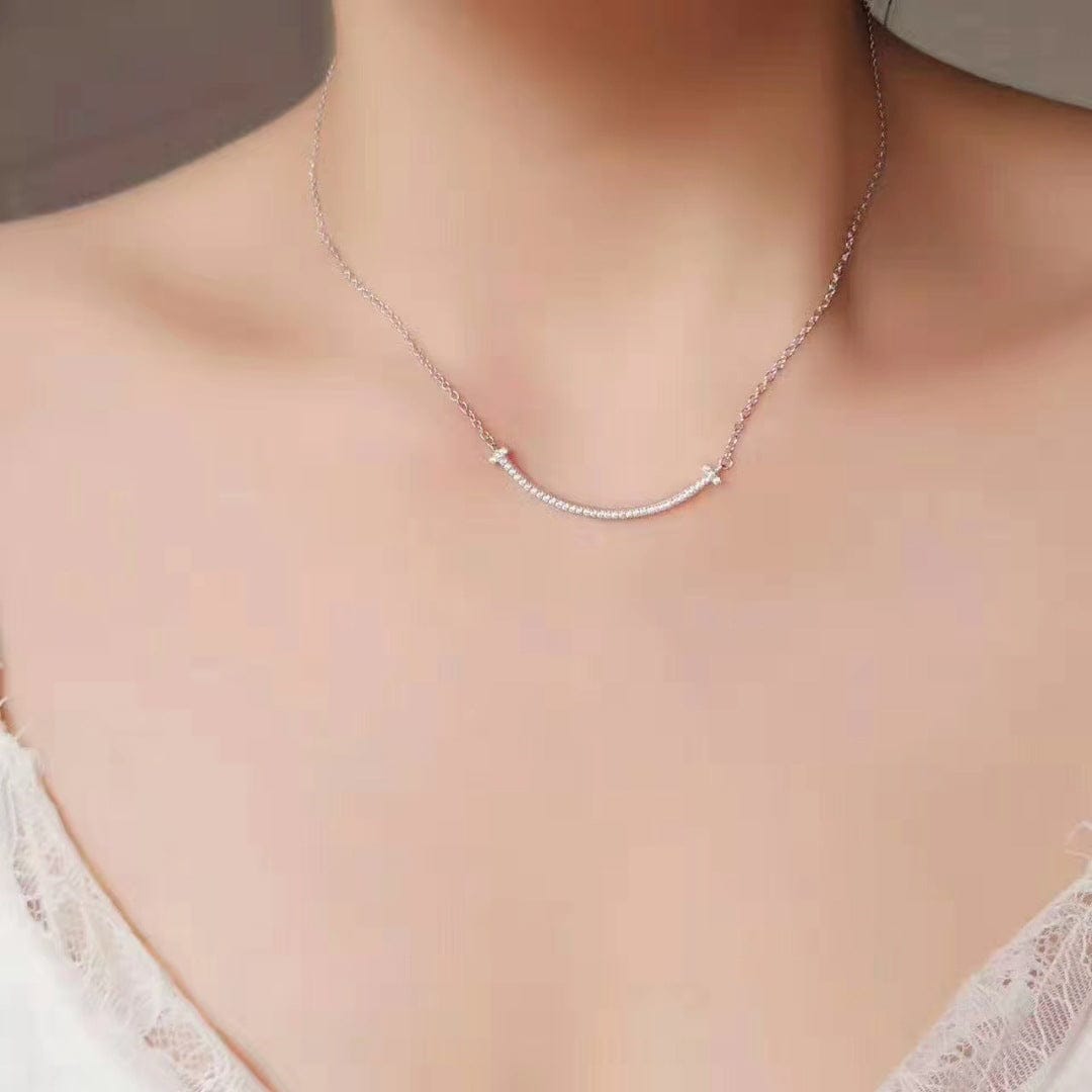 Aimgal MINI smile with diamond necklace 925 sterling silver gold plated with diamond smile pendant necklace