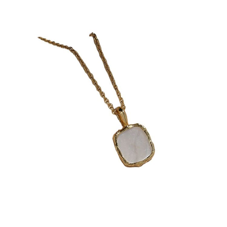 Aimgal Vintage S925 silver plated colourful square Pendants moonstone necklace for women