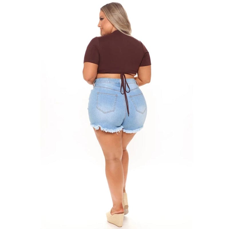 AIPA Drop Shipping 2022 Patchwork Denim Shorts Women Jeans High Waist Denim Shorts