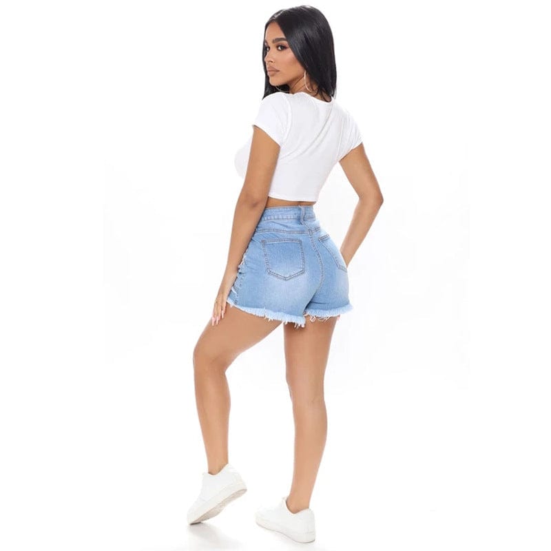 AIPA Drop Shipping 2022 Patchwork Denim Shorts Women Jeans High Waist Denim Shorts