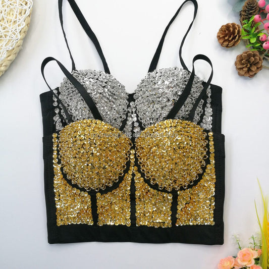 Alibaba Trends Girl Rhinestone Tank Top Rhinestone Women Sex Tube Top Vest For Women Camisole Bustier Corset Couture Crop Tops