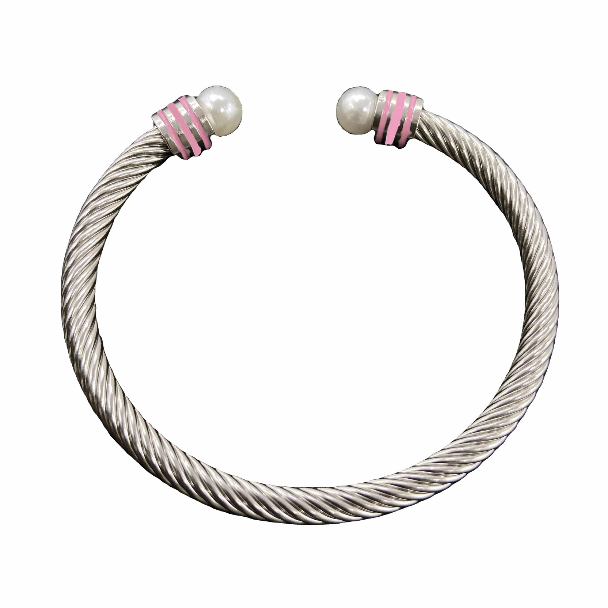All Pink Custom Stainless Steel Enamel Open Cable Bangle Bracelet for Girls