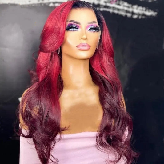 Allure Romance Ombre Burgundy Color Wavy Wigs