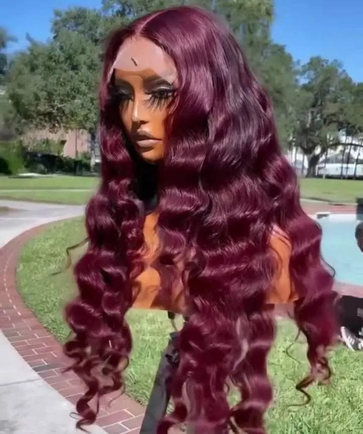 Allure Romance Wavy Wigs Burgundy Color Loose Hair
