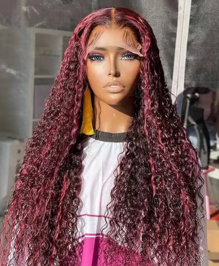 Allure Romance Wavy Wigs Burgundy Color Loose Hair