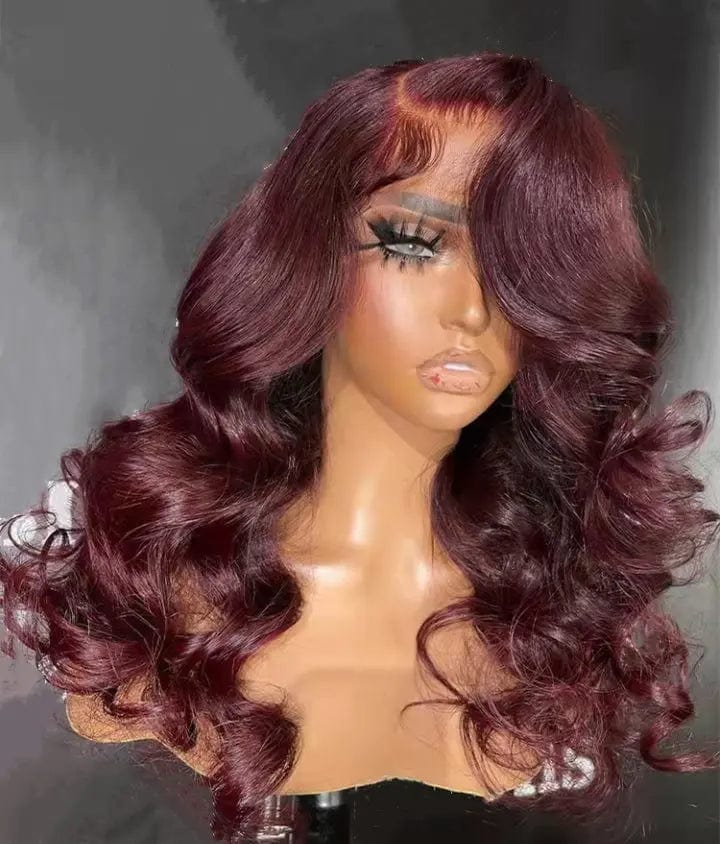 Allure Romance Wavy Wigs Burgundy Color Loose Hair