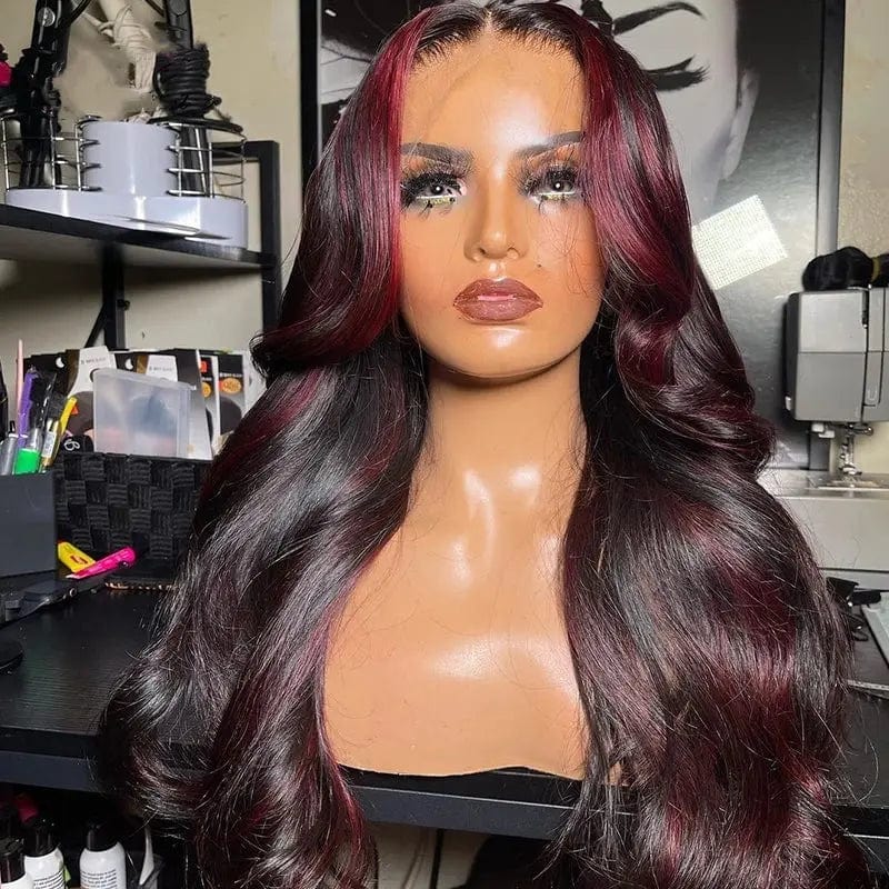 Allure Romance Wavy Wigs Burgundy Color Loose Hair