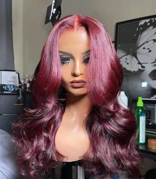 Allure Romance Wavy Wigs Burgundy Color Loose Hair