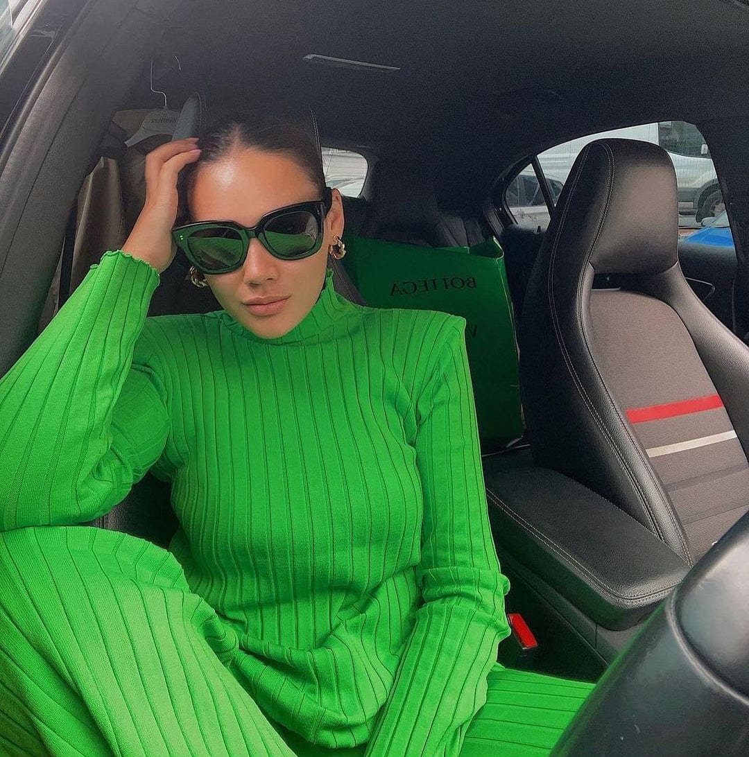 Amazon Hot Sale New Women's Solid Color Pit Stripe Shoulder Pads women two piece set Sweater Tops & Pants 2 Piece Set Women