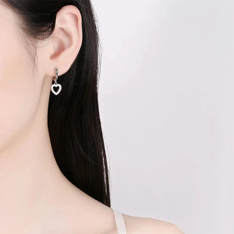 American European 925 sterling silver hollow love heart star zircon gold plated hoop earrings for women Valentine's Day