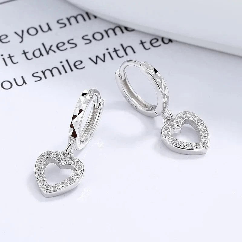 American European 925 sterling silver hollow love heart star zircon gold plated hoop earrings for women Valentine's Day