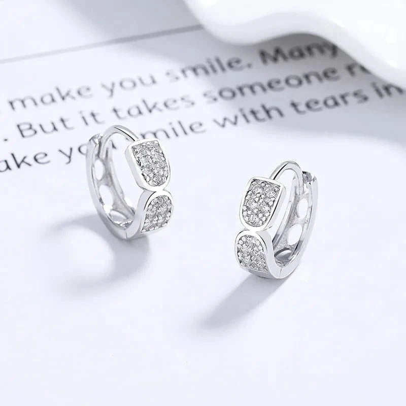 American European fine jewelry 925 sterling silver earring geometric full zircon gold plated hoop earrings for women
