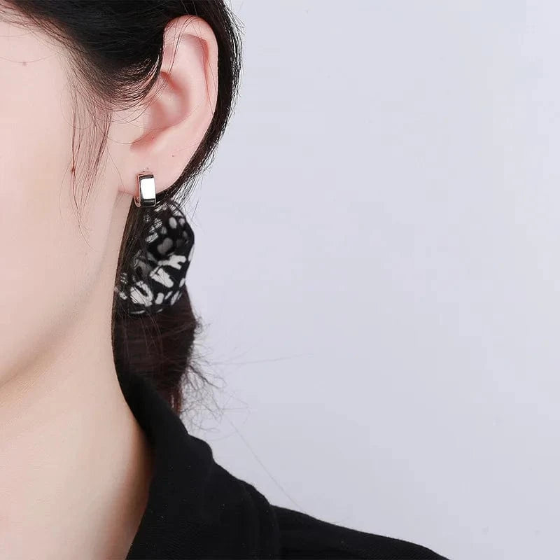 American European fine jewelry 925 sterling silver earring geometric square thick gold plated hoop earrings women