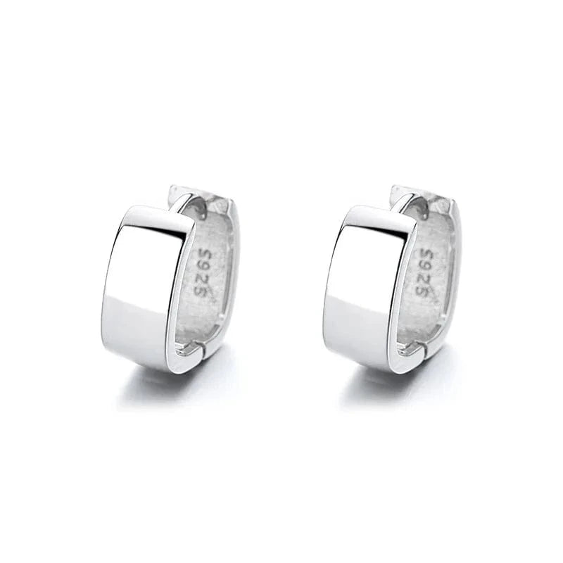 American European fine jewelry 925 sterling silver earring geometric square thick gold plated hoop earrings women