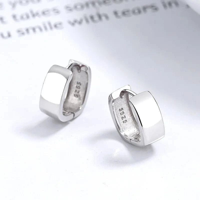 American European fine jewelry 925 sterling silver earring geometric square thick gold plated hoop earrings women