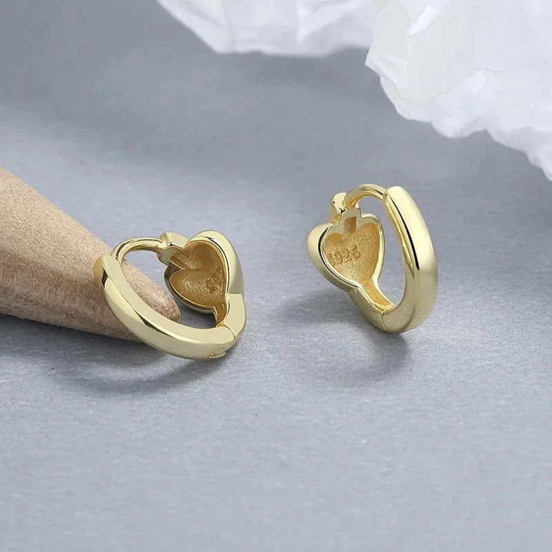 American European fine jewelry 925 sterling silver earring love heart gold plated hoop earrings for women Valentine's Day