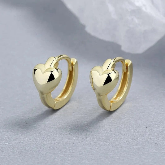 American European fine jewelry 925 sterling silver earring love heart gold plated hoop earrings for women Valentine's Day