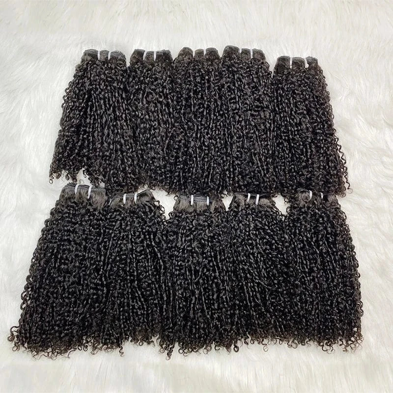 AngelBella Super Double Drawn Vietnamese Hair 100% Human Hair Double Drawn Raw Virgin Hair Pixie Curly Cuticle Aligned Bundles