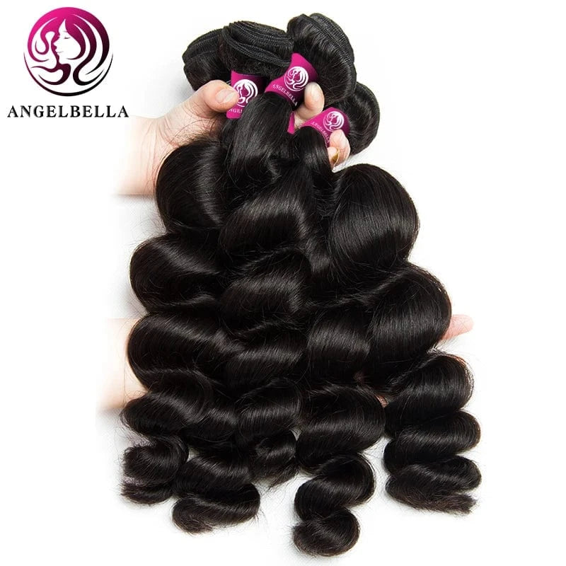 AngelBella Wholesale Human Hair Extension Natural Hair Extensions India Loose Wave Hair Braiding Extension Bundles