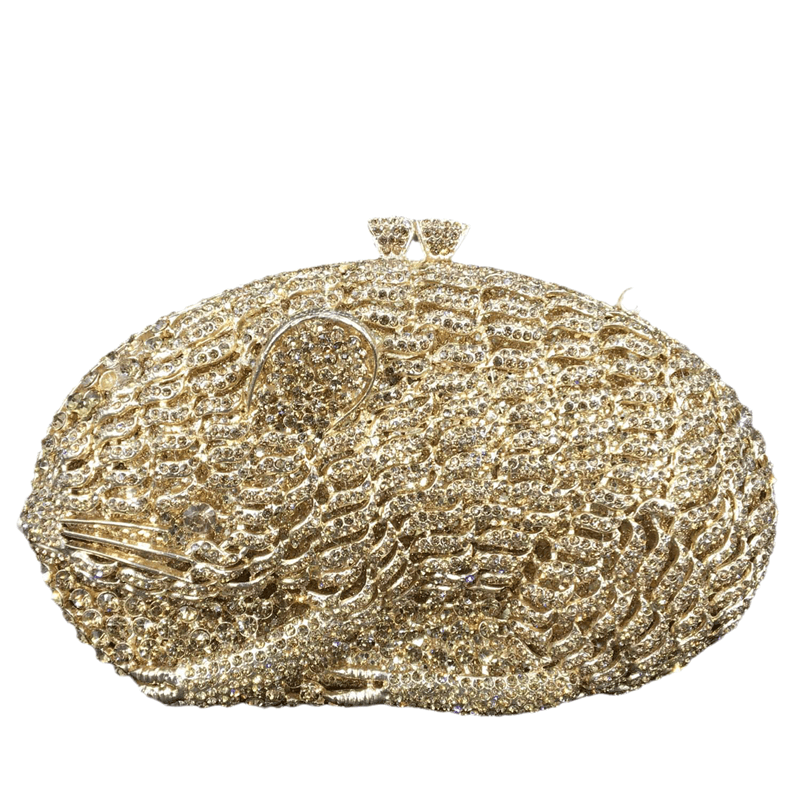 Animal Rat Pattern Women Crystal Clutch Evening Bags Metal Minaudiere Rhinestone Handbag Wedding Party Purse