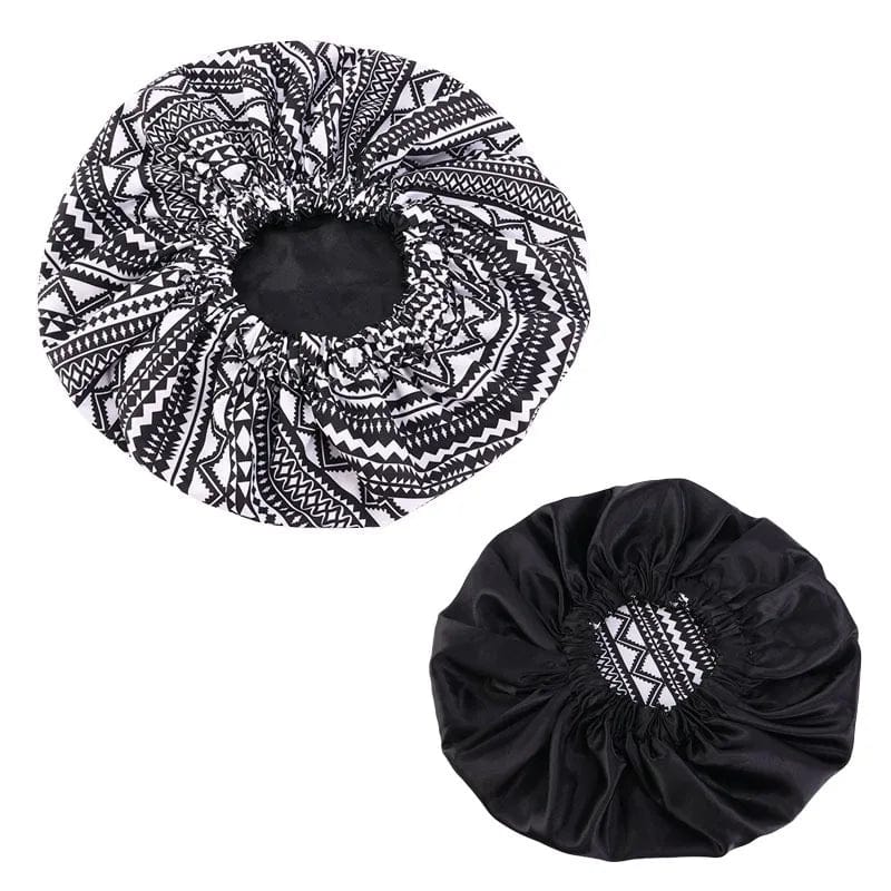 Ankara Print Double Layer Bonnet African Flower Pattern Bonnet Satin Elastic Braid Hair Bonnet Night Cap For Ladies