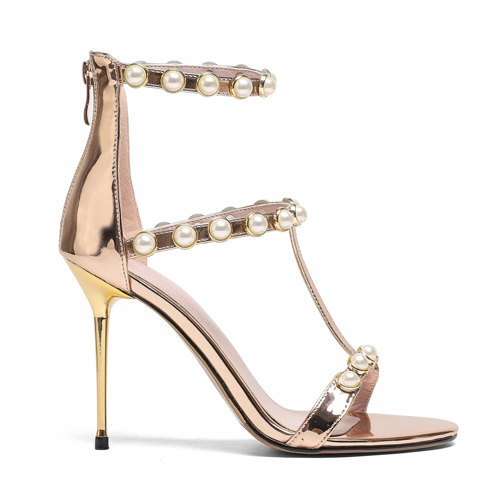 Anmairon Custom Made Fast Shipping Female Pearl Accessories Buckle Strap Back Wrap Women High Heel Sandals